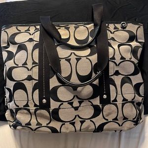 Coach handbag or for over the shoulder. Beautiful gray/taupe/black accents.